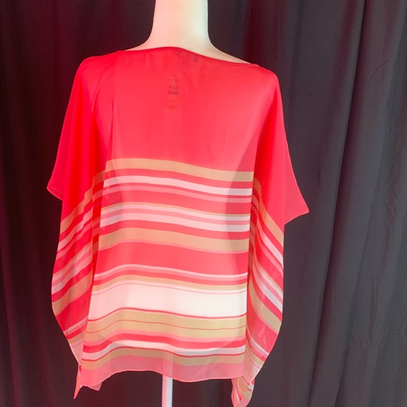 Talbots sheer pink striped poncho blouse with tags size S/M - Picture 3 of 6